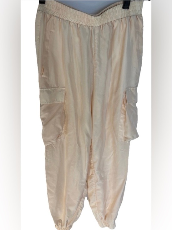 Nicole Miller Pants - Nicole Miller Women's Blush Silk Jogger Pant Elastic Cuffs Cargo Pockets Small